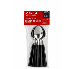 COLHER P/MESA INOX CABO PTO C/6PÇS MR398